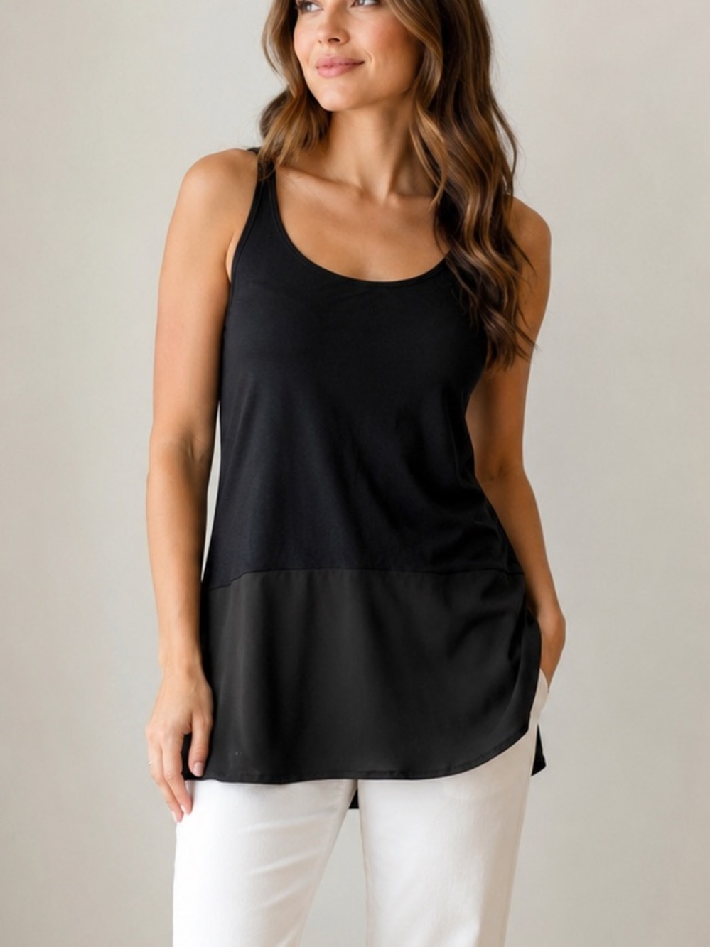 Marc Cain Black Sleeveless Layered Tank Top